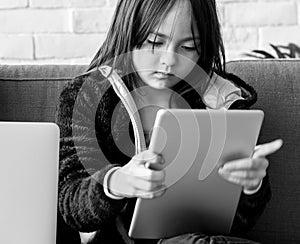 Daughter Girl Playing Techie Digital Device photo