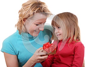 Daughter gives a gift to mum