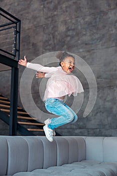 Daughter going crazy staying home alone and jumping