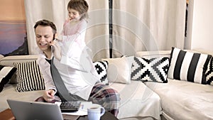 Daughter interrupts her father`s business call