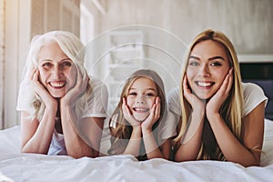 Daughter, mother and grandmother at home
