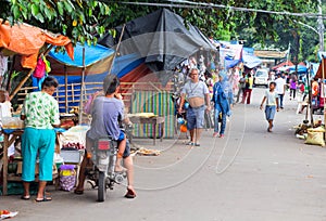 Dauin, Philippines - 9 September, 2017: Provincial filipino street market. Asian village streetlife.