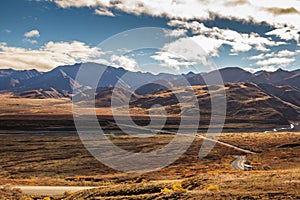 daunting lone road inside Denali National park in Alaska