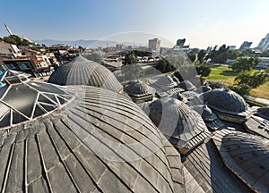 Daut Pasha Hammam wide angle aerial shot, an important landmark of Skopje, North Macedonia photo