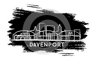 Davenport Iowa City Skyline Silhouette. Hand Drawn Sketch. Business Travel and Tourism Concept with Modern Architecture