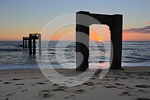 Davenport Pier Beach Sunset