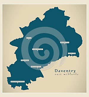 Daventry district map - England UK
