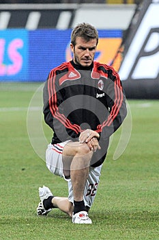 David Beckham before the match