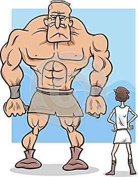 David and goliath cartoon illustration