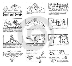 David and Goliath Sunday School comic strip