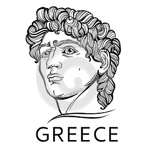 David. The mythological hero of ancient Greece. Hand-drawn beautiful vector artwork isolated. Myths and legends. Tattoo.