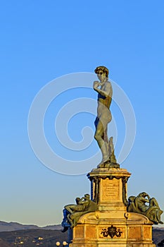 David replica statue on Michelangelo hill, Florence, Italy