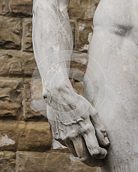 David& x27;s hand by Michelangelo in Florence,Italy