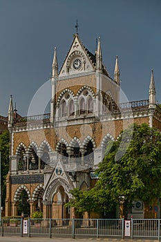 David Sassoon Library and clocktower 1870, is built using yellow Malad stone.at Kalaghoda Fort Mumbai