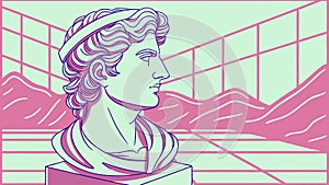 David statue bust illustration, classical art vector design Generative AI