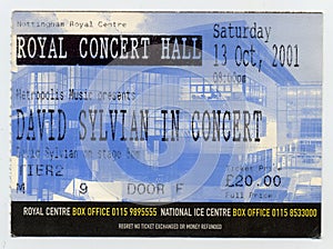 David Sylvian concert ticket