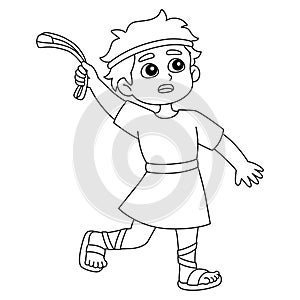 David Throwing Stone Isolated Coloring Page