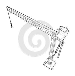 Davit or crane for boat. 3d illustration