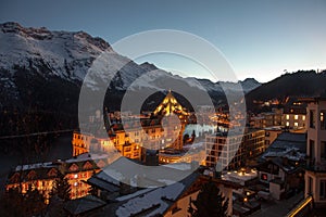 At dawn. Amazing mountain scenery from St. Moritz, Switzerland.