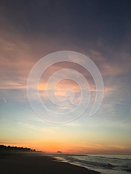 Dawn in April above Atlantic Ocean in Far Rockaway, Queens, New York, NY.