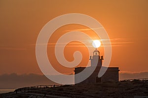 Dawn at the beautiful Mediterranean Sea SArenella Lighthouse, Catalonia