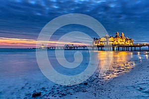 Dawn at the beautiful sea pier of Sellin