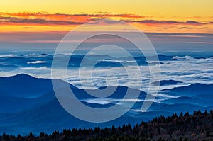 Dawn, Blue Ridge Parkway from Black Balsam Knob