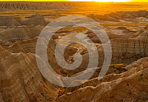 Dawn on The Eroded Hills Near The Big Badlands Overlook