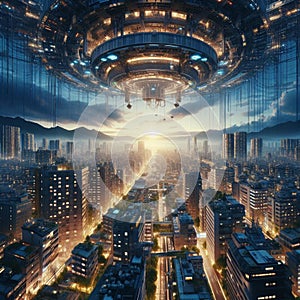 Dawn of the Futuristic Metropolis: A Harmony of Nature and Technology