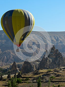 Dawn in Goreme. Balloon flight in Cappadocia