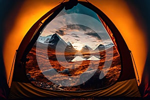 the dawn inside a tent