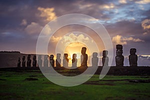 Dawn on Isla de Pascua. Rapa Nui. Easter Island