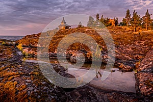 Dawn at Island, Ladoga Lake, Karelia, Russia