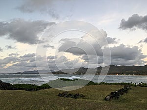 Dawn in July at Kukui Heiau in Wailua on Kauai Island, Hawaii.