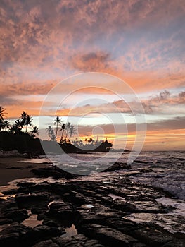 Dawn in July in Wailua Bay on Kauai Island, Hawaii.