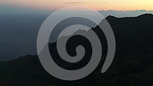 Dawn at Kalalau Valley Lookout in Waimea Canyon on Kauai Island, Hawaii.