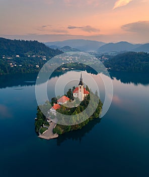 Dawn on Lake Bled Slovenia