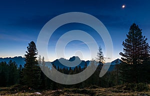 Dawn landscape of the Italian Dolomites