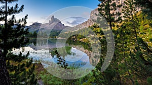 Dawn landscape of the Italian Dolomites