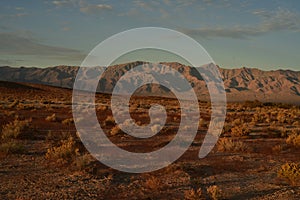 Mojave desert dawn landscape sky clouds mountain range c