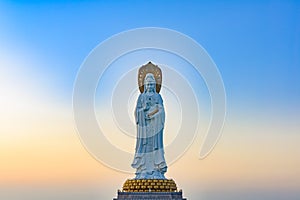 Dawn over Buddha statue, Sanya, Hainan Island