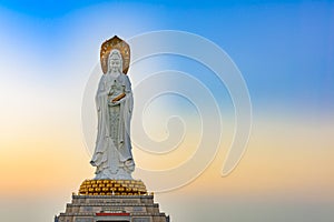 Dawn over Buddha statue, Sanya, Hainan Island