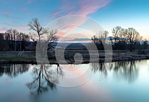 Dawn over Danube river