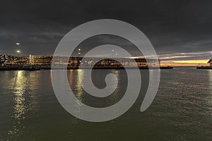 Dawn over the port of Southampton