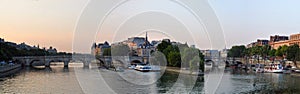 Dawn Panorama of the Ile de la Cite & The Seine River, Paris France. photo