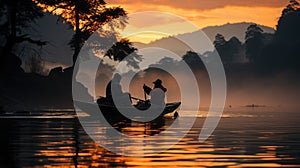 Dawn's Catch: Serene Sunrise Fishing by the River