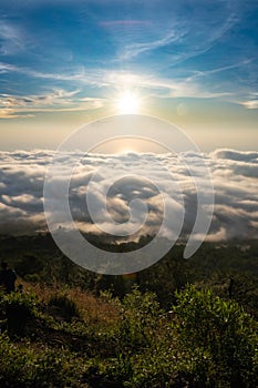 Dawn\'s Embrace: Sea of Cloud Atop Mount Batur, Bali