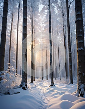 Dawn's First Light: Winter Forest Awakening