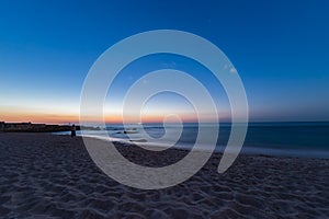 Dawn at the sea. Sea coast, stones. Black Sea