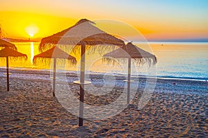 The dawn seascape, Malagueta beach, Malaga, Spain